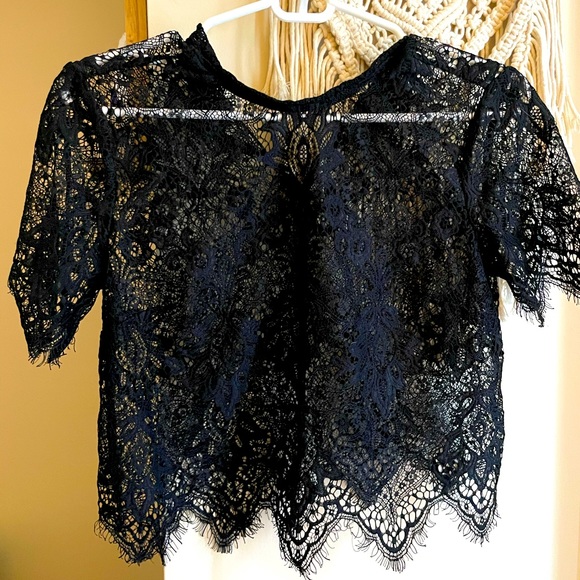 Forever 21 Black Lace Top - Picture 1 of 3